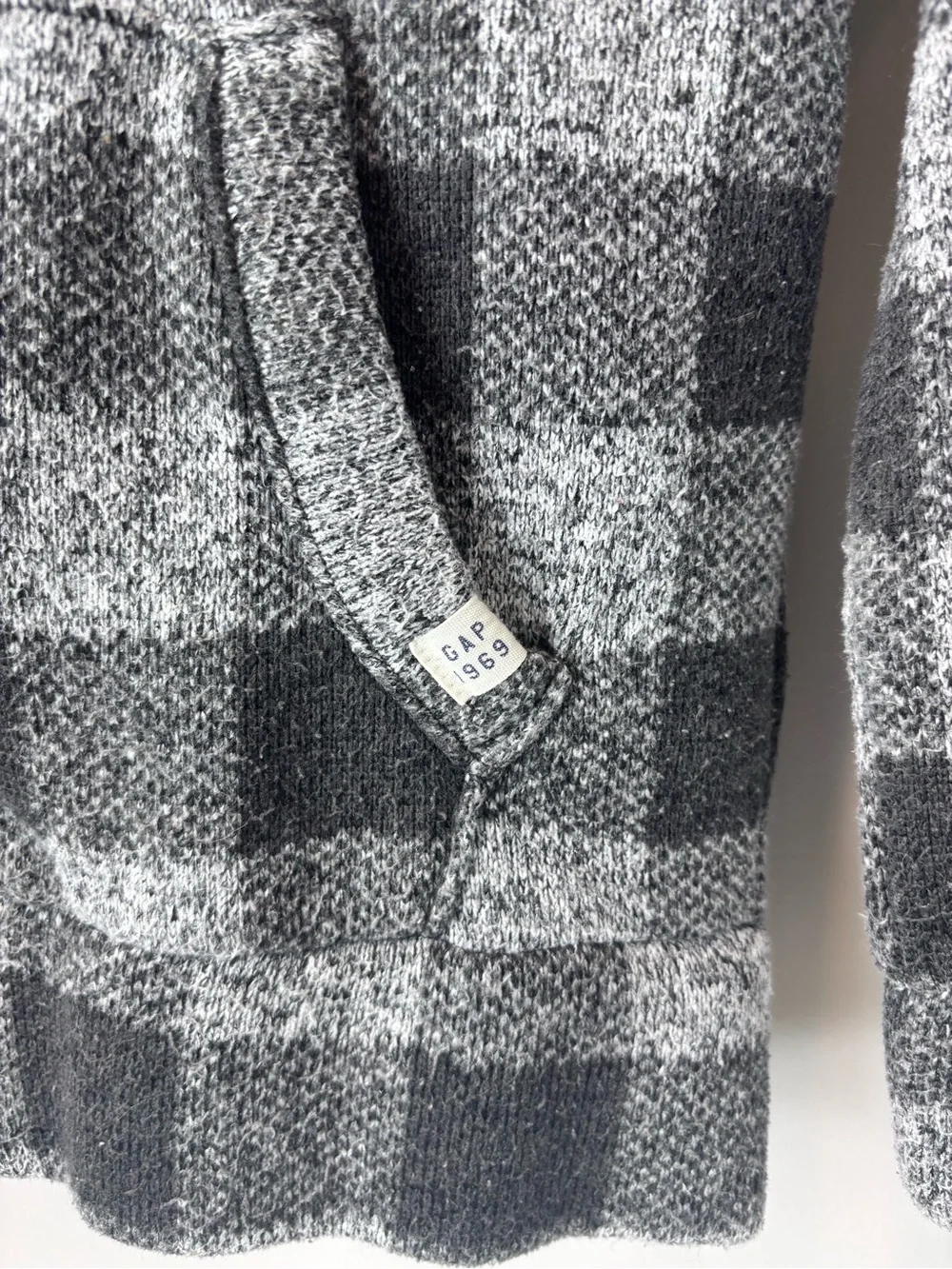 GAP Kids Black & Gray Plaid Zip Hoodie
